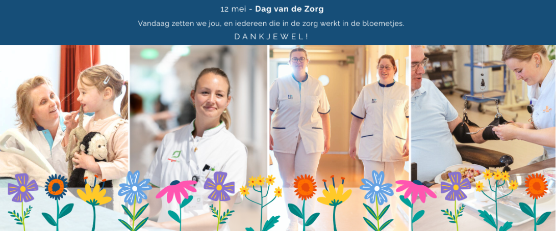 collage van 4 afbeeldingen met zorgmedewerkers