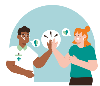 Illustratie van 2 zorgprofessionals