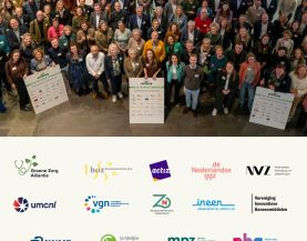 beeld met personen betrokken partijen en logo's
